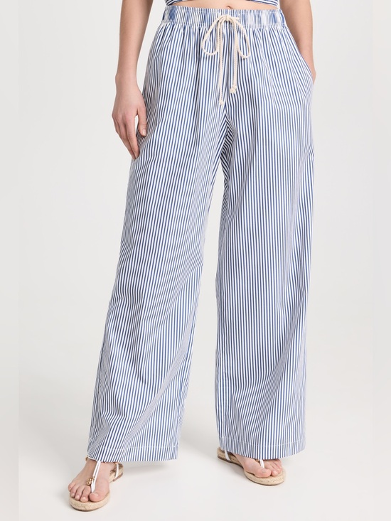 DONNI. Pants - Donni Pop Pant in Navy Stripe Cotton Poplin Size XL